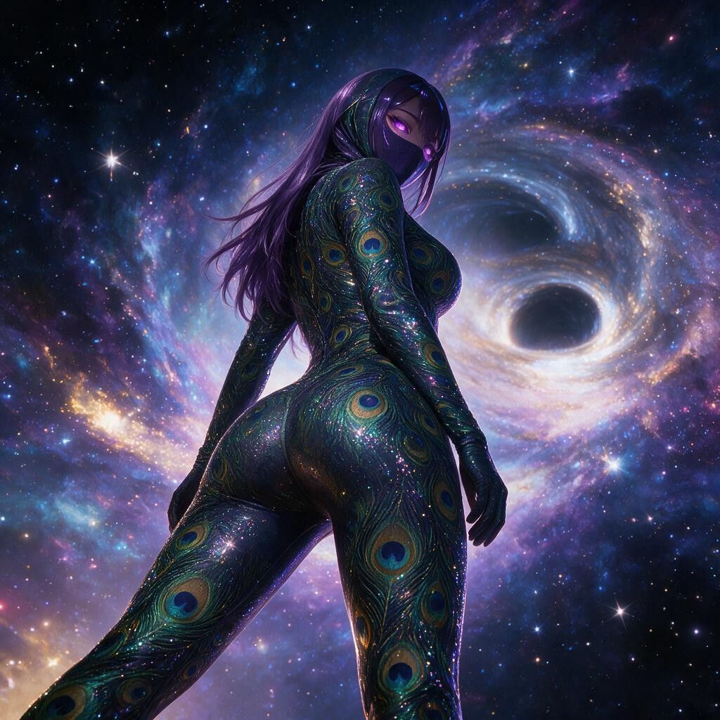 Stands-legs Apart Spreading Her Ass With One Hand Thick Thighs, Futuristic, Low Angle Hentai AI Porn