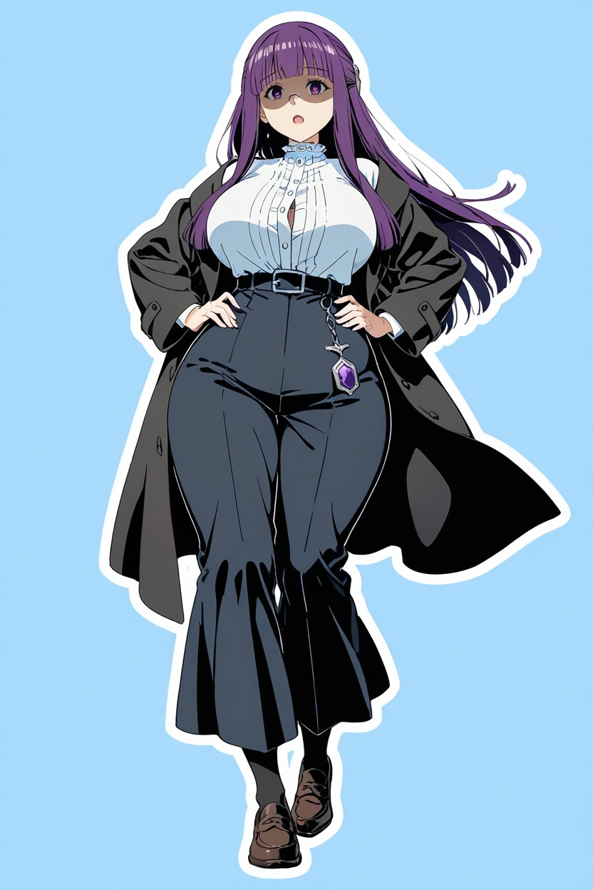 White Outline, Vibrant Colors, Prescription Glasses Hentai AI Porn