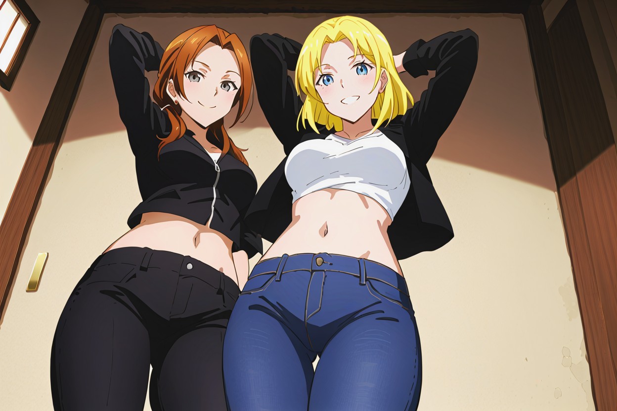 Looking At Viewer, Standing Together, Hair Hentai AI Porn