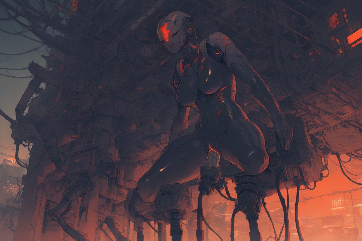 Vulva, Illuminated By A Warm, Posed In A Dynamic Combat Stance On A Desolate Hentai AI Porn