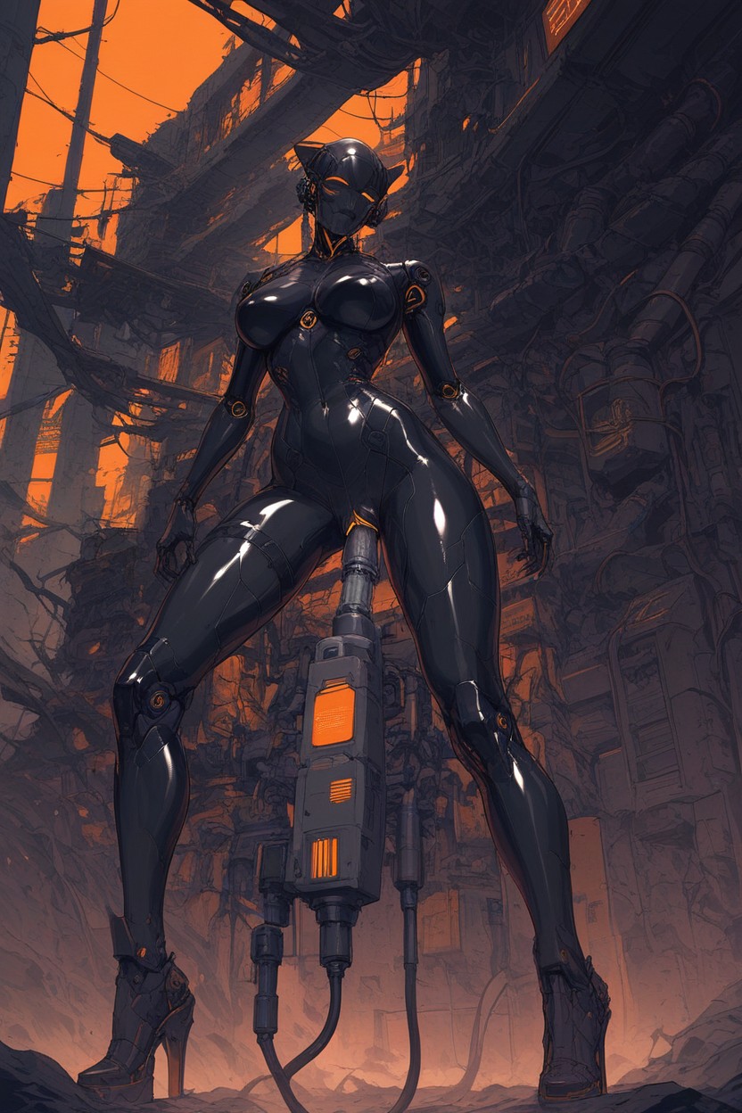 Vulva, 18+, A Futuristic Female Cyborg Or Android In A Sleek Hentai AI Porn