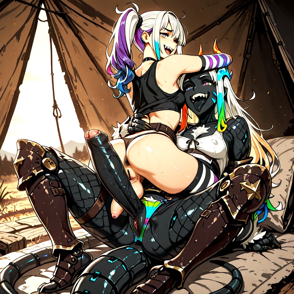 Brown Harness, Hugging Tight, Fishnet Armor Hentai AI Porn