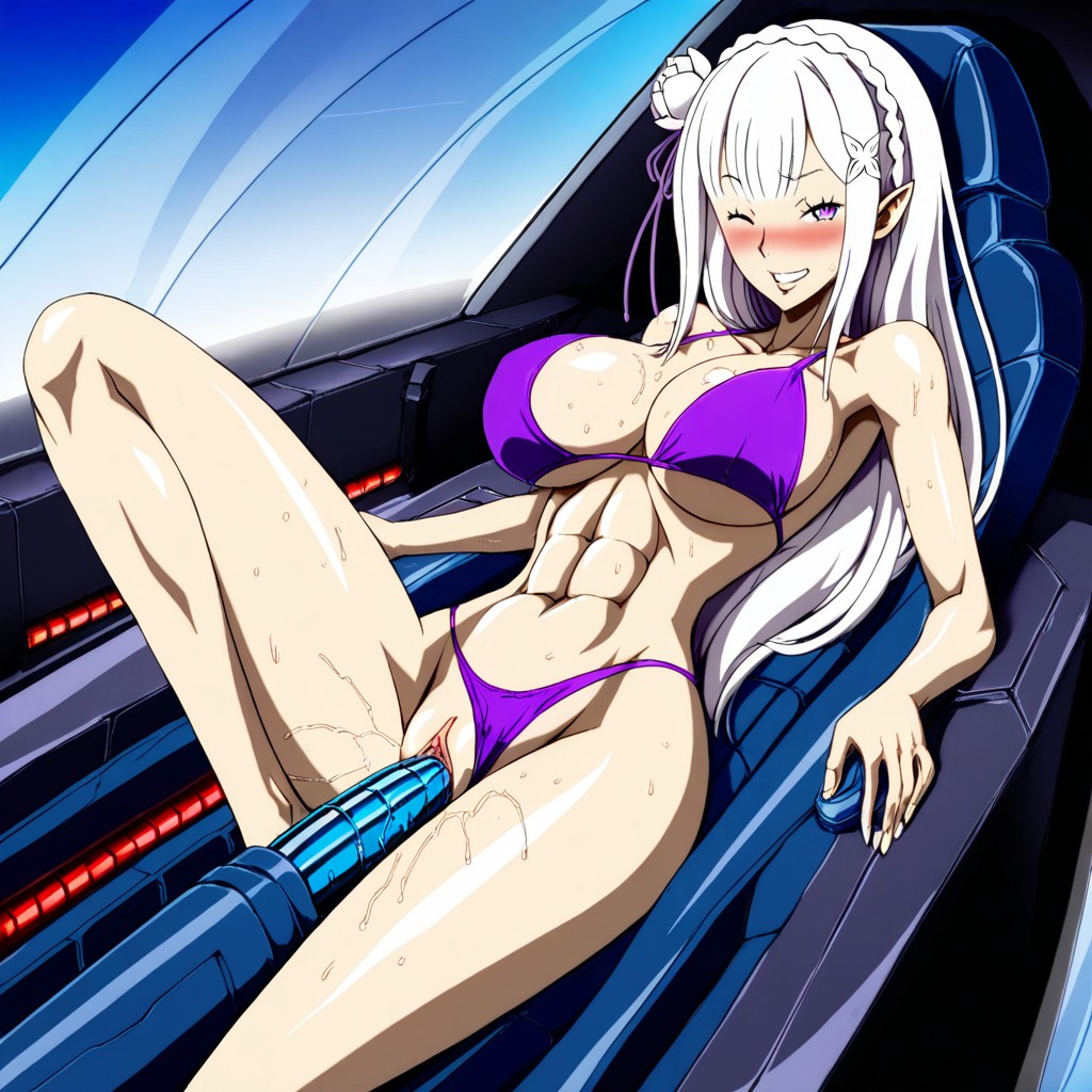 Reflective Skin, Purple Eyes, Long Leg Hentai AI Porn