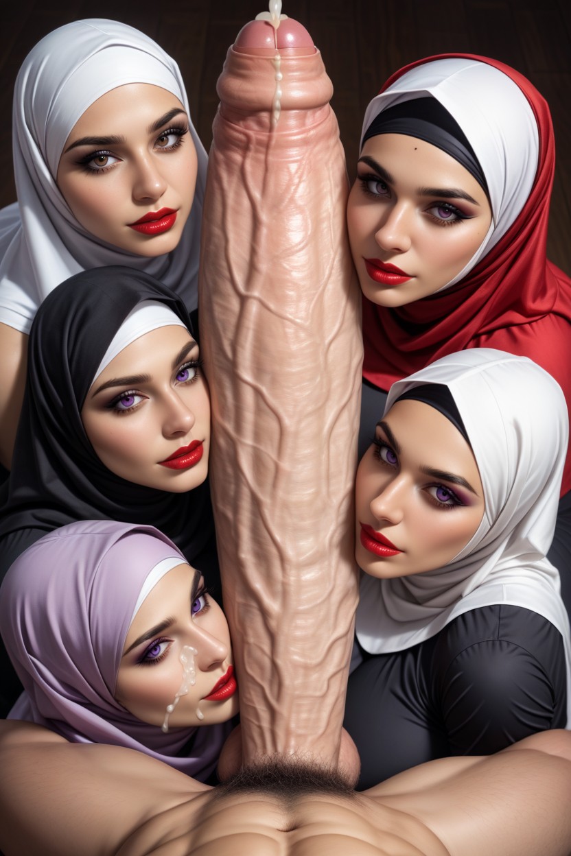Giant Muscular Bearded Russian Man Standing Side On, Face Against Cock, Giant Uncircumcised Oversized Cock Hentai AI Porn