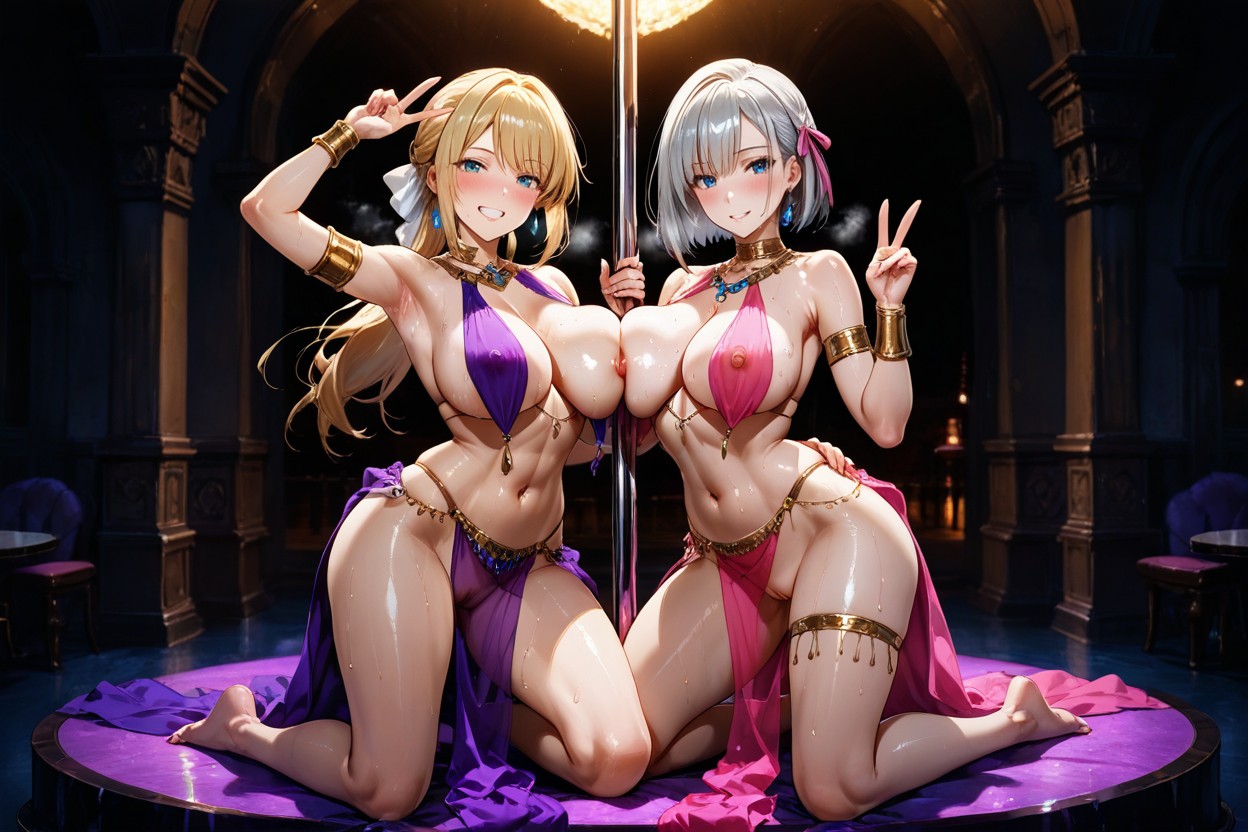 Fake Breasts, Low Lighting, Shiny Skin Hentai AI Porn