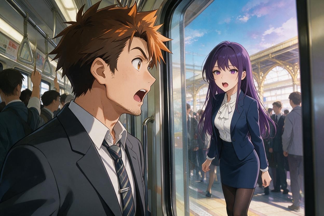 Looking Directly Back At Him She Has A Skiinny But Curvy Build With Slightly Big Breasts And Prominently Defined Hips, Wide Open Eyes, A Matching Dark Blue Pencil Skirt Hentai AI Porn