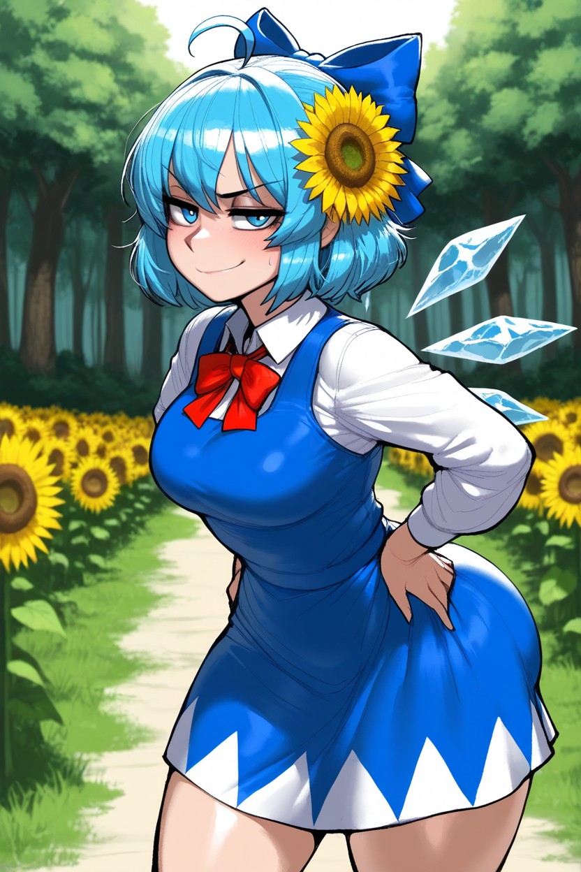 Medium Ass, Blue Hair, Girl Hentai AI Porn