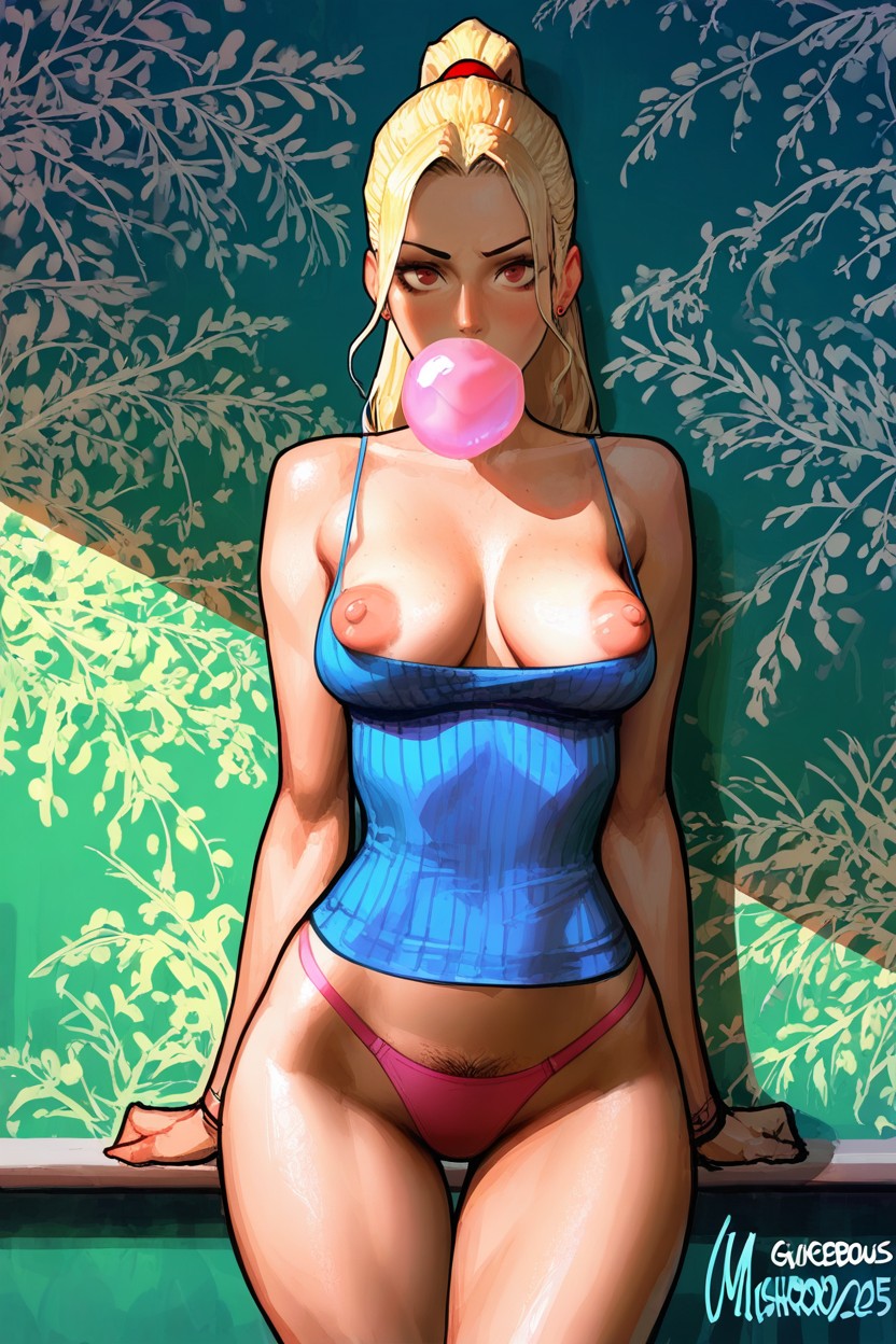 Pink Thong, Hip Dips, Round Face Hentai AI Porn