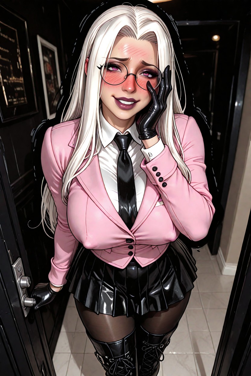 25+, Black Pique Shiny Gloves, Black Nylon Tights Hentai AI Porn