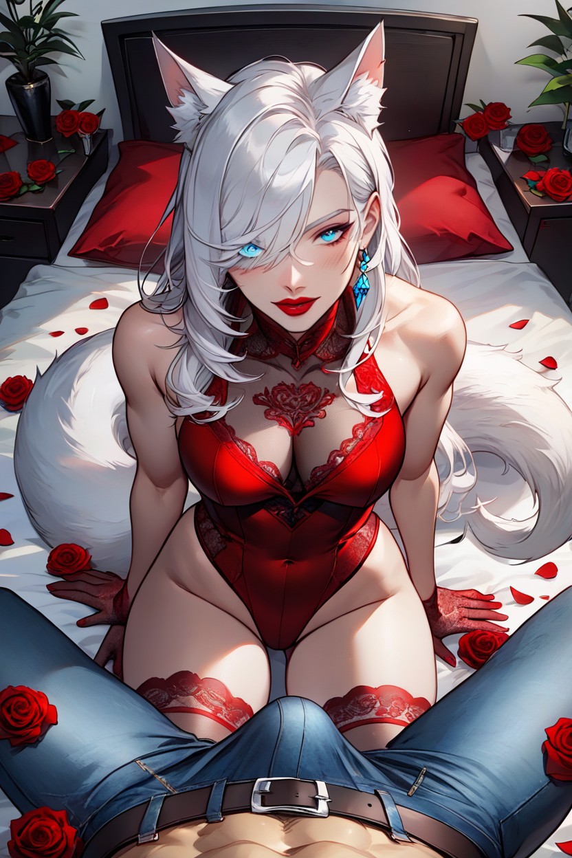Beautiful Face, Surrounded By Red Roses, Perky Ass Hentai AI Porn