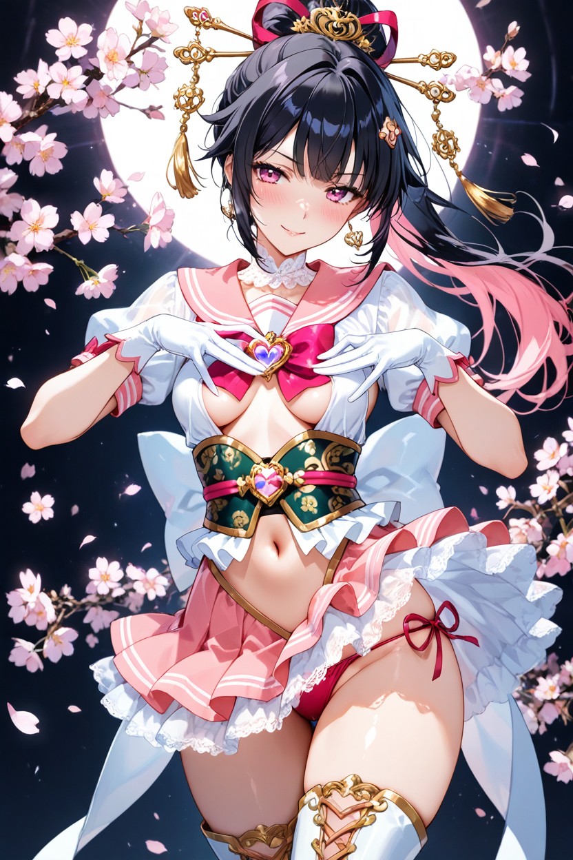 Shimmering Silk, Showing Forehead, Teeanager Hentai AI Porn