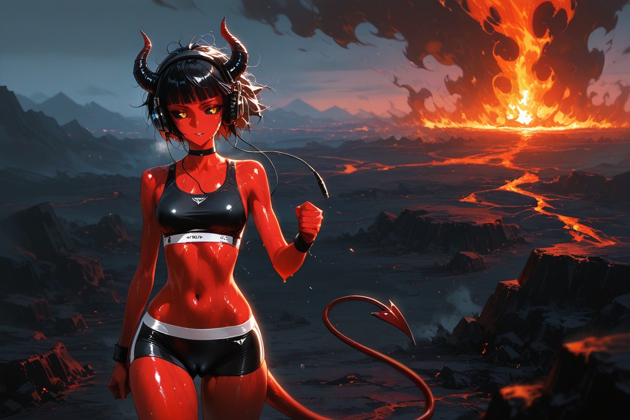 Navel, Rim Lighting, Devil Tail Hentai IA