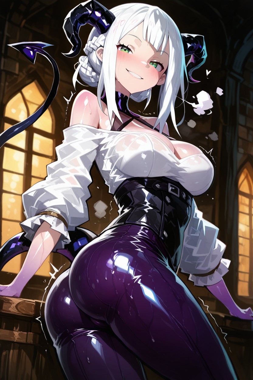 Side View, Purple Face, Smile Hentai AI Porn