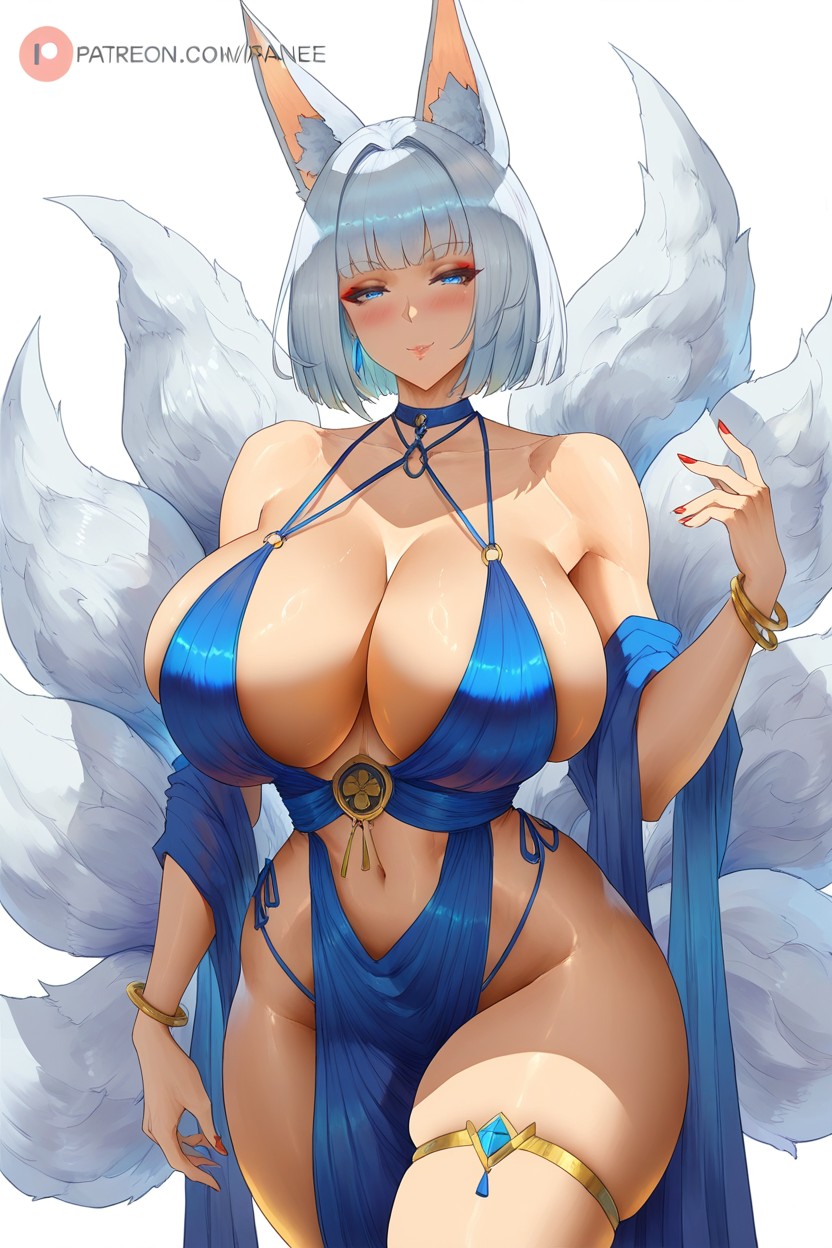Araneesama Artstyle, Heavy Breasts, White Background Hentai AI Porn