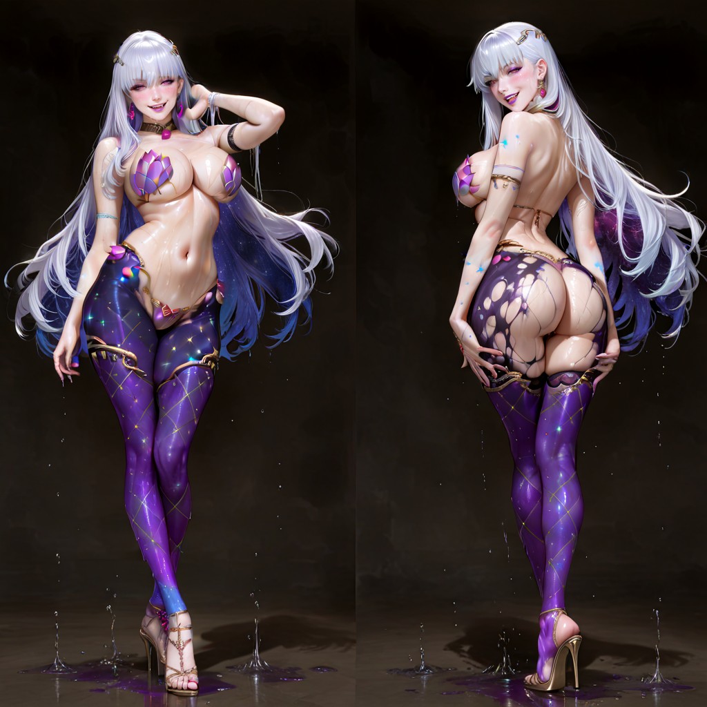 Female Multicolored Skin, Ultra Detailed, Rounded Breasts Hentai AI Porn