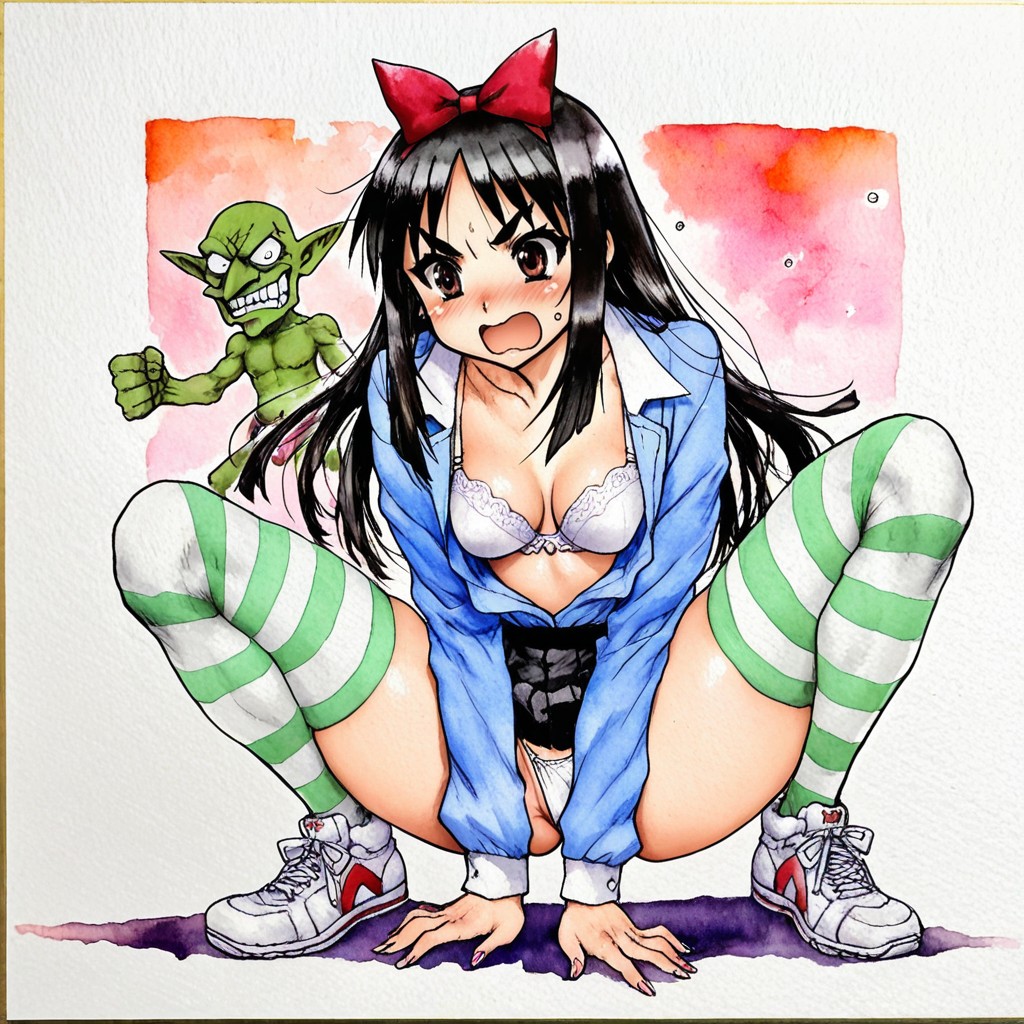 Open Mouth, Horny, Bra Hentai AI Porn