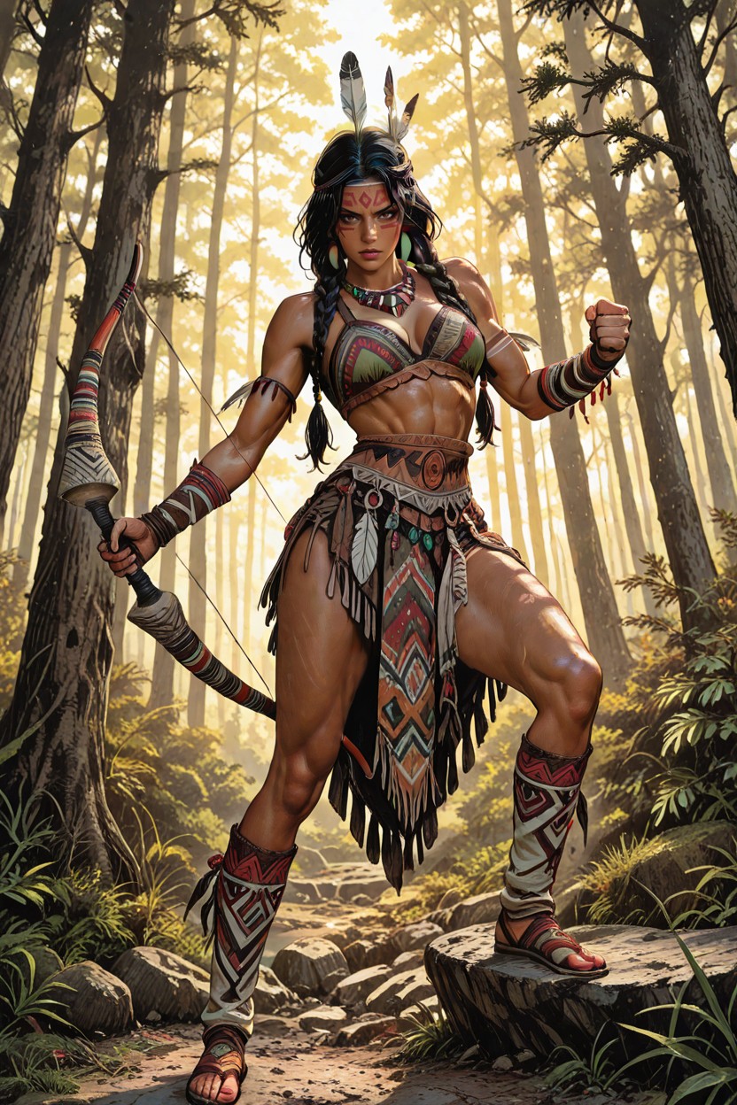 Fighting Stance, Full Body, Surrounded By An Ancient Forest Hentai AI Porn