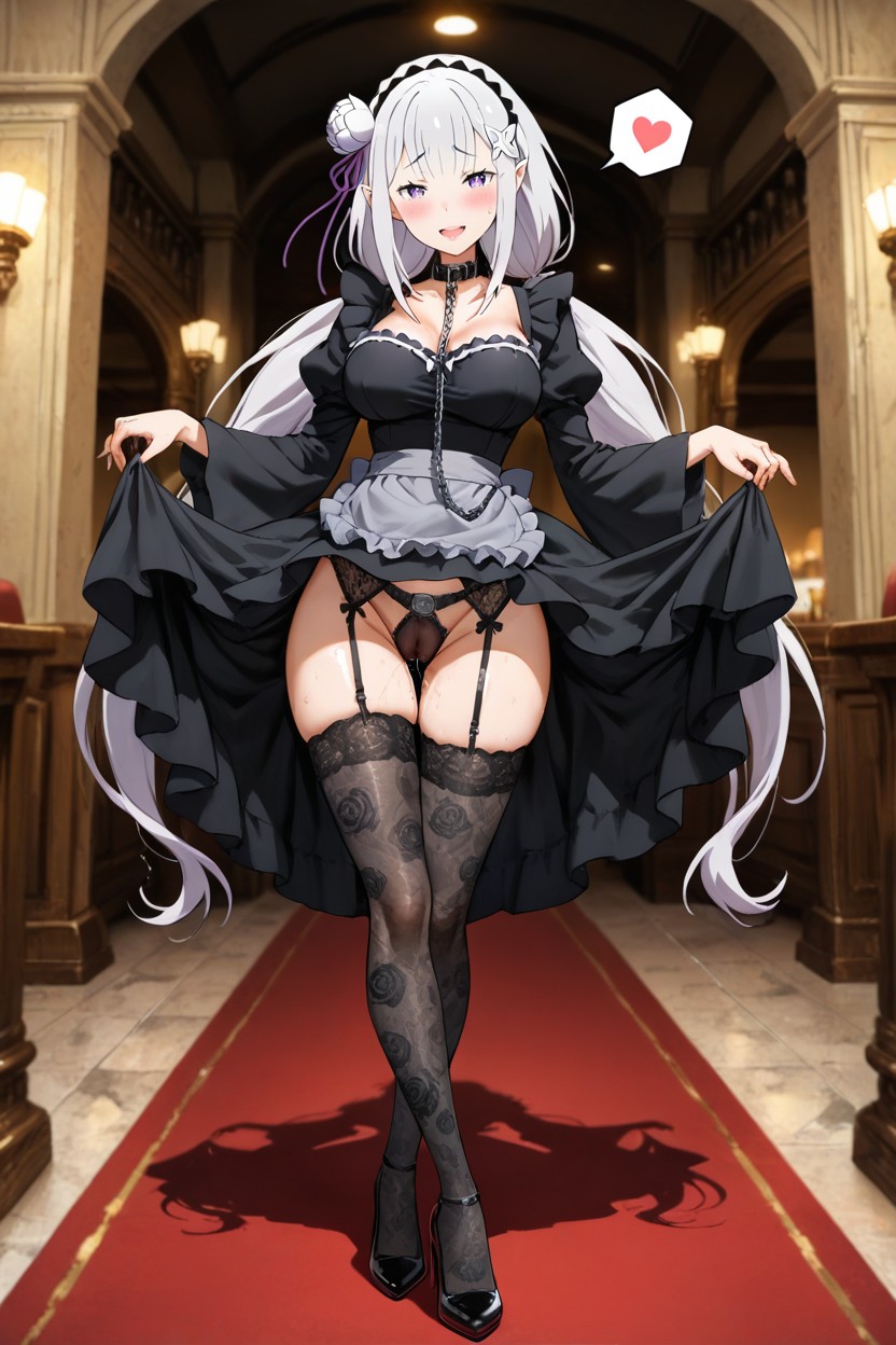 Black Gothic Hairband, Black Thighhigs, Perfect Anatomy Hentai AI Porn