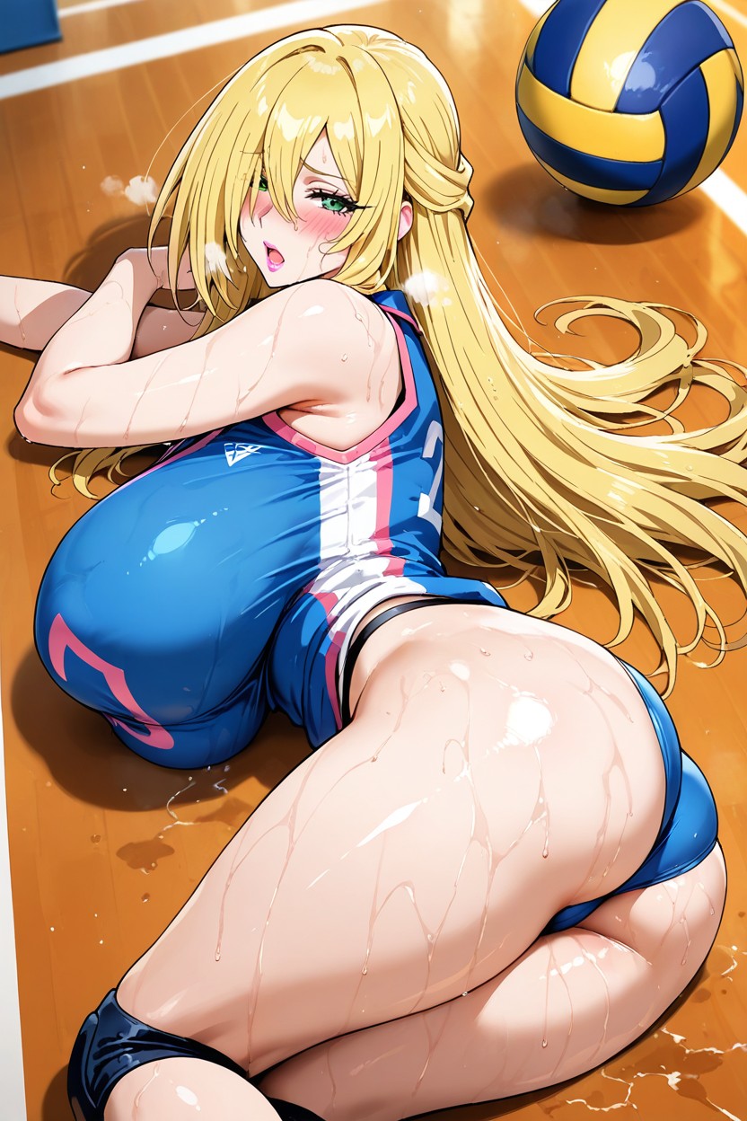 Lying On Her Side, Flushed Face, Long Eyelashes Hentai IA