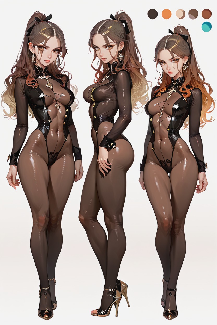 Covered Navel, Highres, Character Sheet Hentai AI Porn