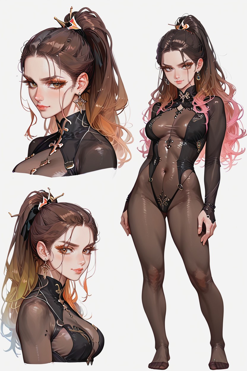 Colored Tips, Black Choker, Blonde Hair Hentai AI Porn
