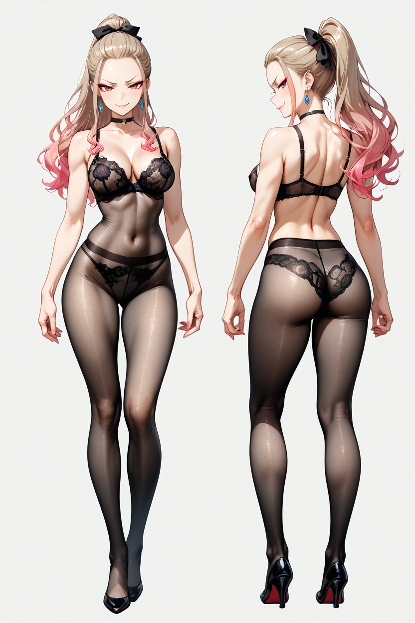 Black Bodystocking, Floral Lace, Each View Is Unique Hentai AI Porn