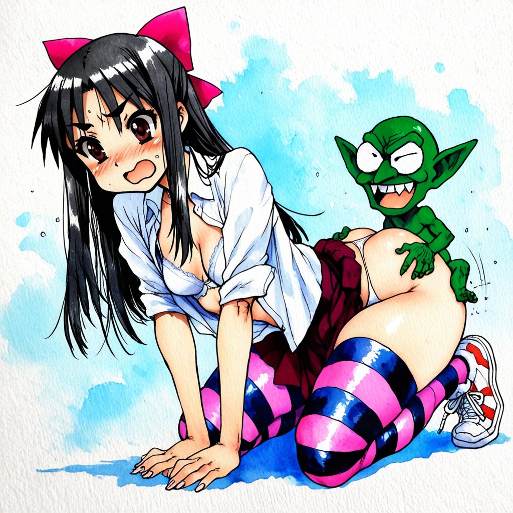 Skinny, Beauty Anime Eyes, White Lingerie Hentai AI Porn