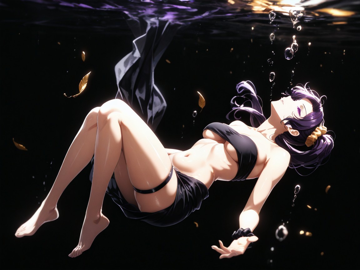 Silks Floating Freely, Greek Black Laurel Leaves As A Scrunchie, Dark Hentai AI Porn