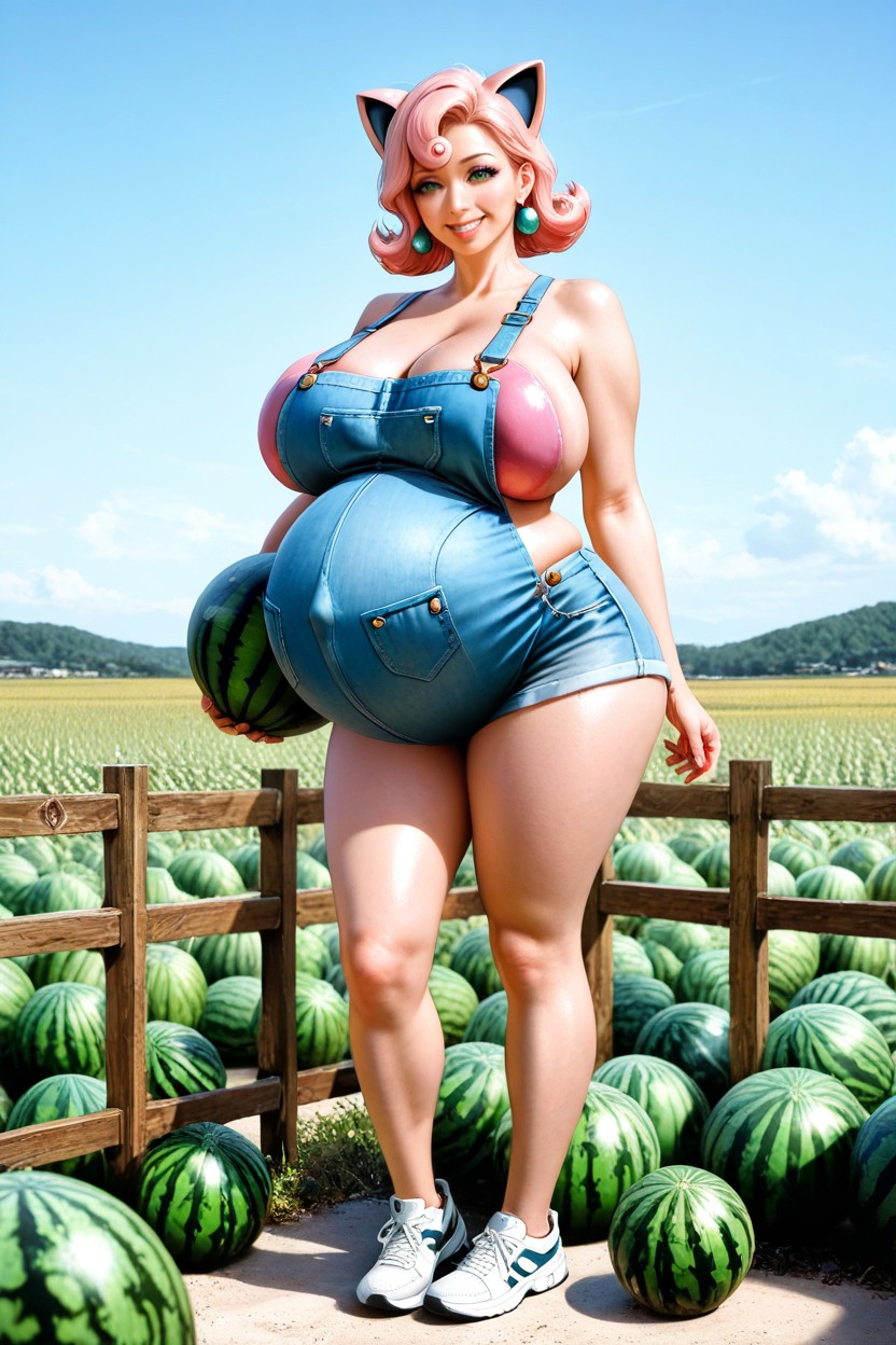 Jigglypuff Pokemon, Field Of Watermelons, Green Eyes Hentai AI Porn