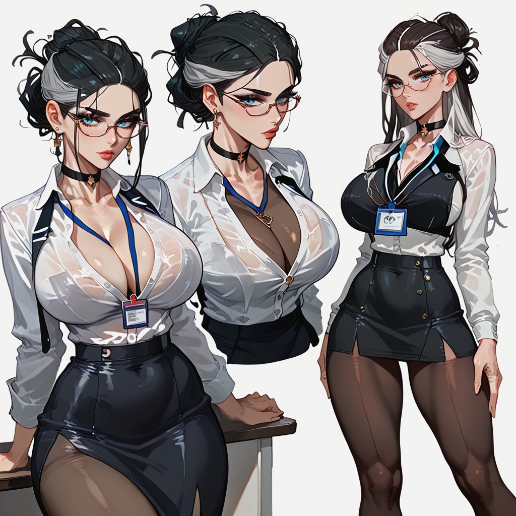 Office Siren, Blue Lanyard Draped Over Breasts, Lips Hentai AI Porn
