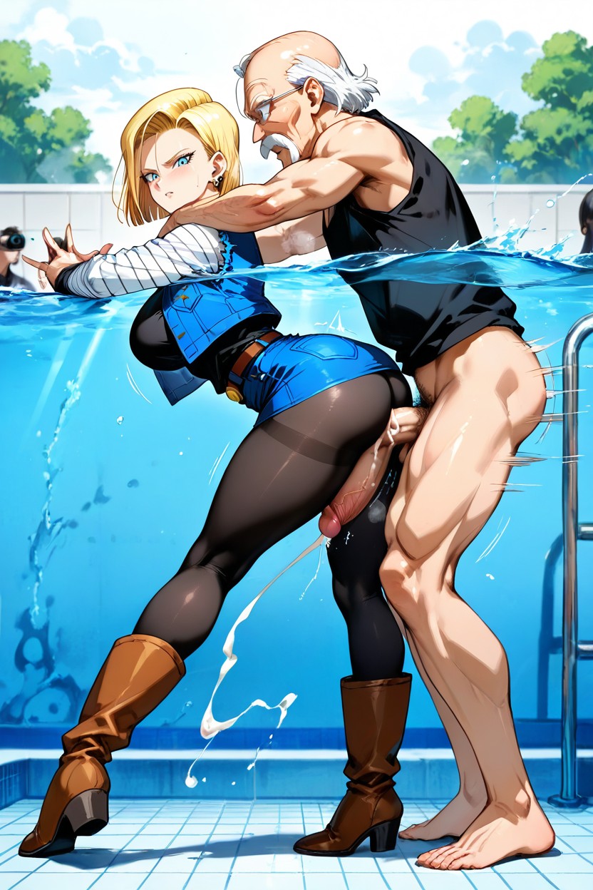 Huge Cock Penetrating Vagina, With Visible Denim Seams, Faithful Recognizable Dragon Ball Z Anime Design Hentai AI Porn