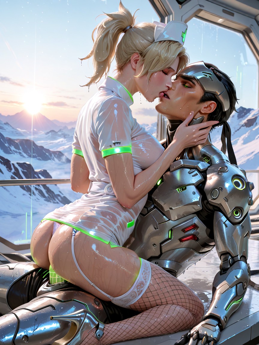 Sweating, Couple, Seamless Panoramic Glass Walls Hentai AI Porn