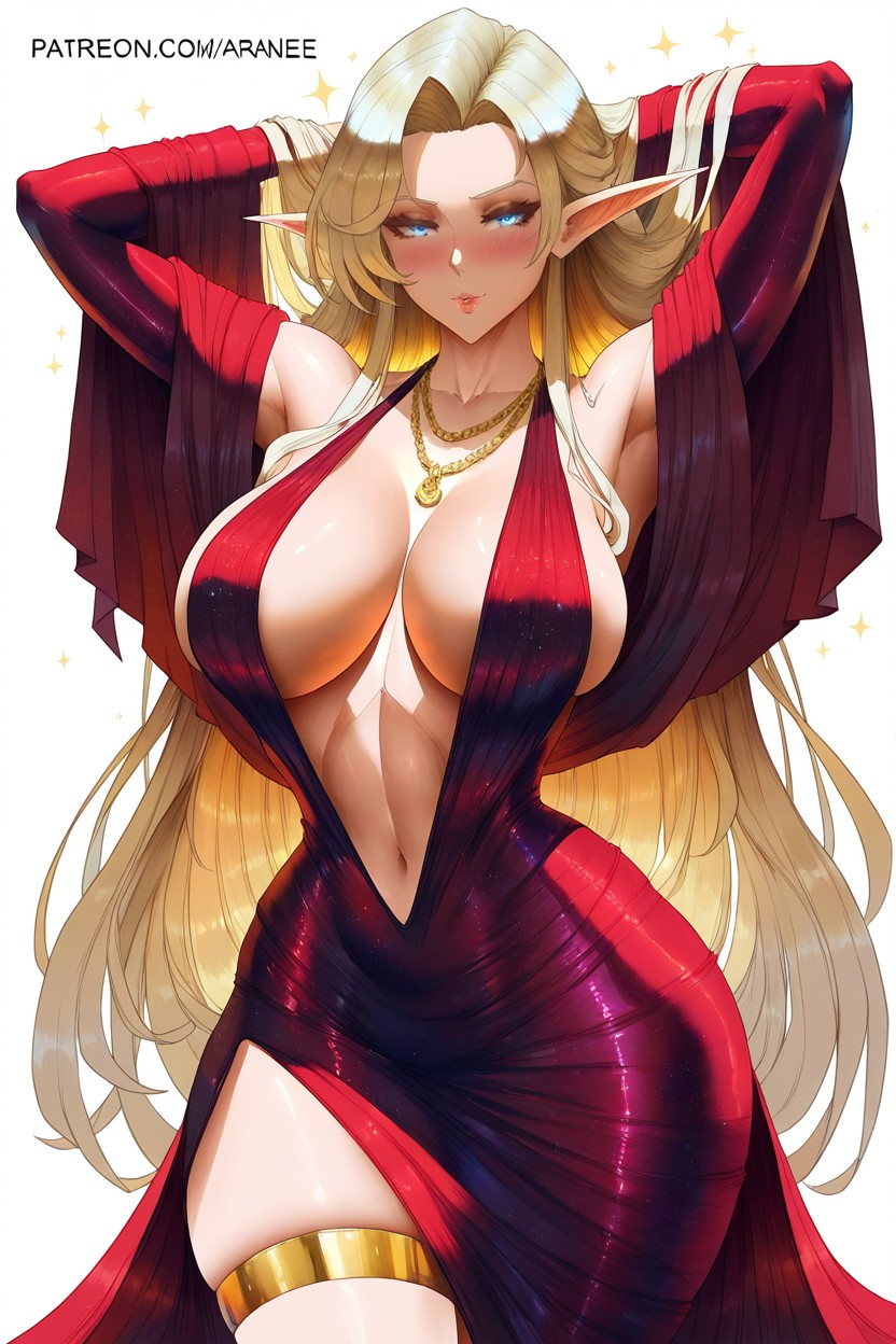 Girl, Girl, Pointy Ears Hentai AI Porn