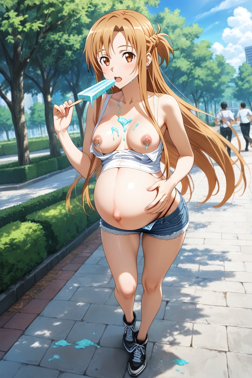 Pregnant Belly, Honey-brown Eyes, 18+ Hentai AI Porn