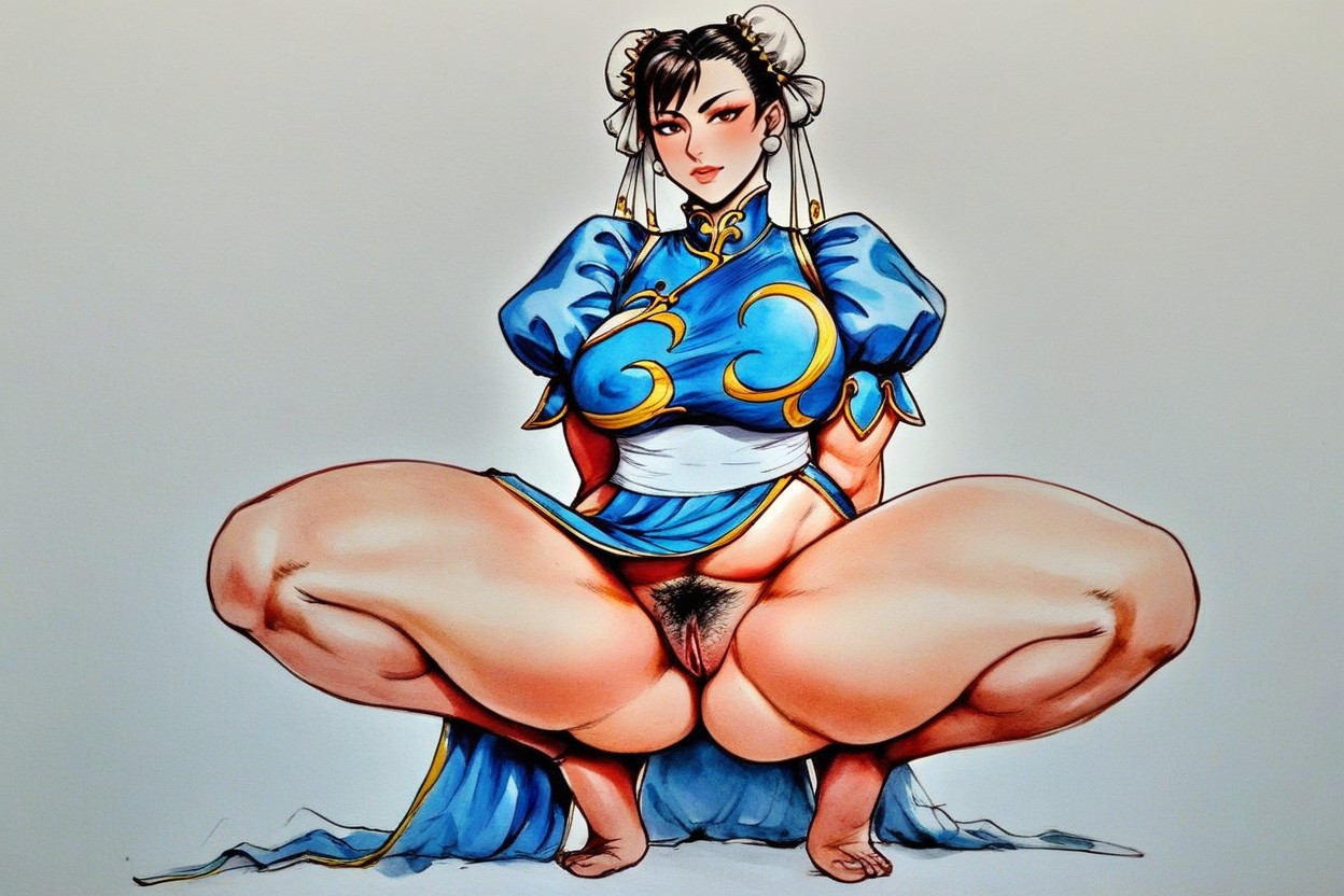 Legs Spreading, Squatting, Completely Bare Legs Hentai AI Porn