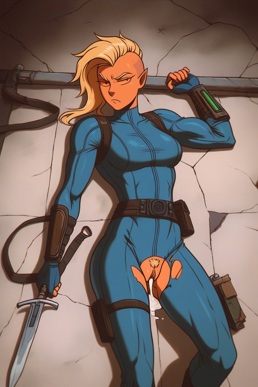 Blonde Hair, After Sex, Single Piece Jumpsuit Hentai AI Porn