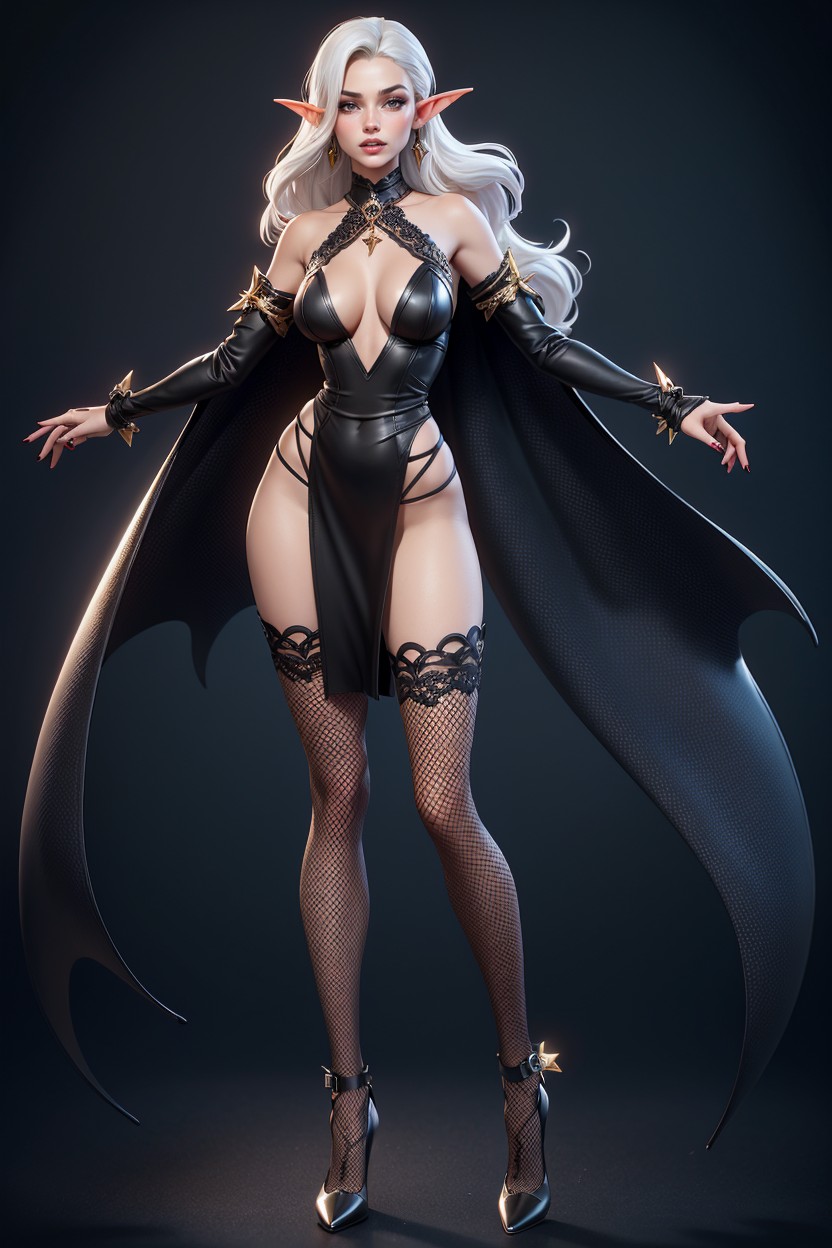 Dominant Posture Face / Hair Beautiful Mature Dark-elf Woman With Porcelain-pale Skin, Elegant Nose, Plain Fabric Hentai AI Porn