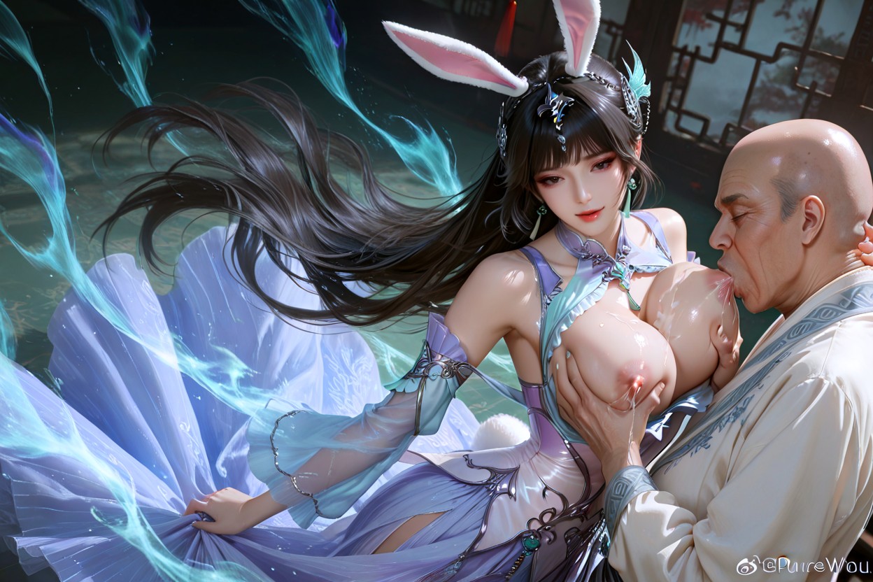 East Asian Appearance, Elegant And Enchanting Character Design, Subtle Rabbit-themed Ornaments Hentai AI Porn
