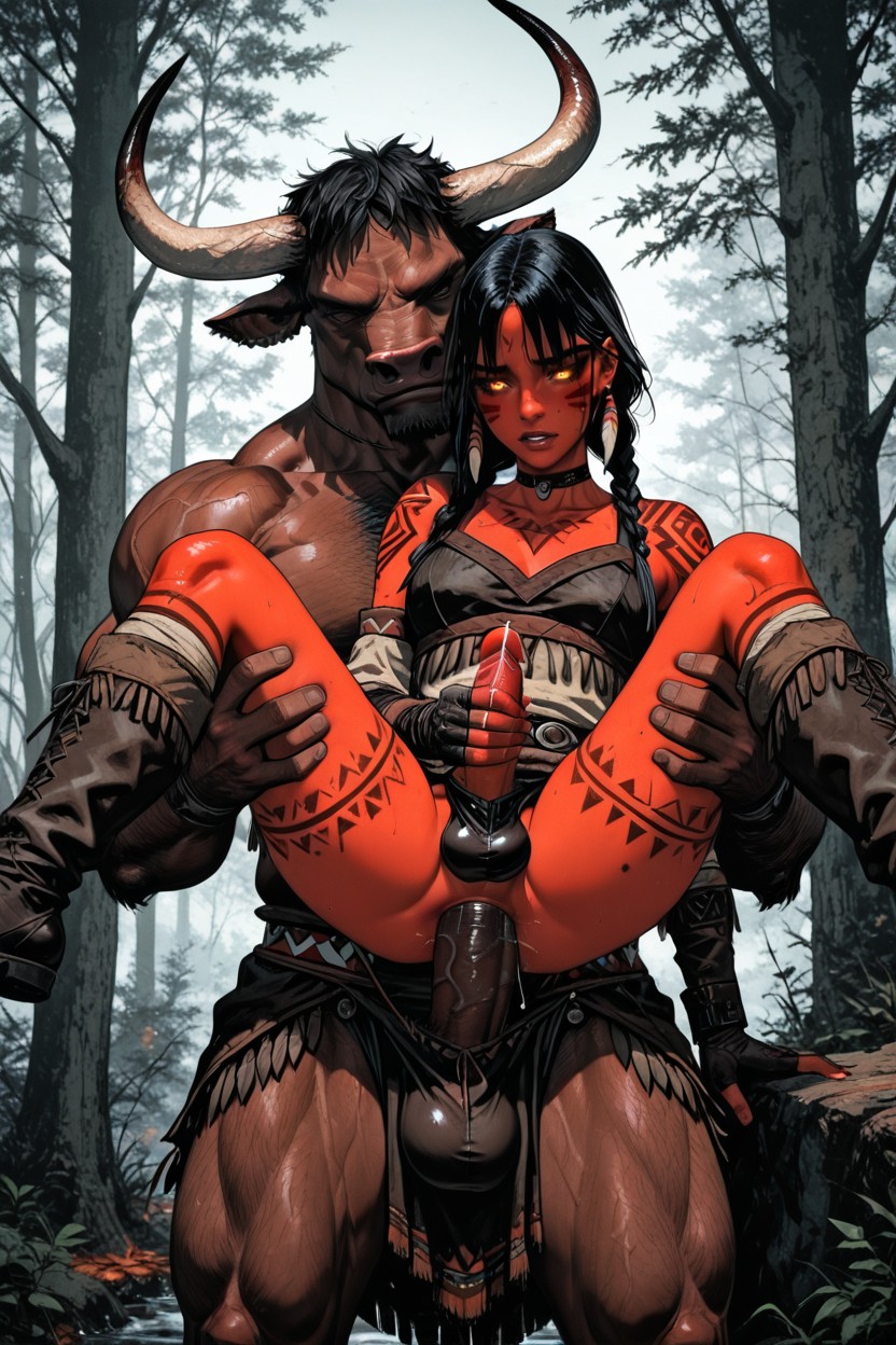 Carrying, Native Face Paint, Anthro On Male Hentai AI Porn