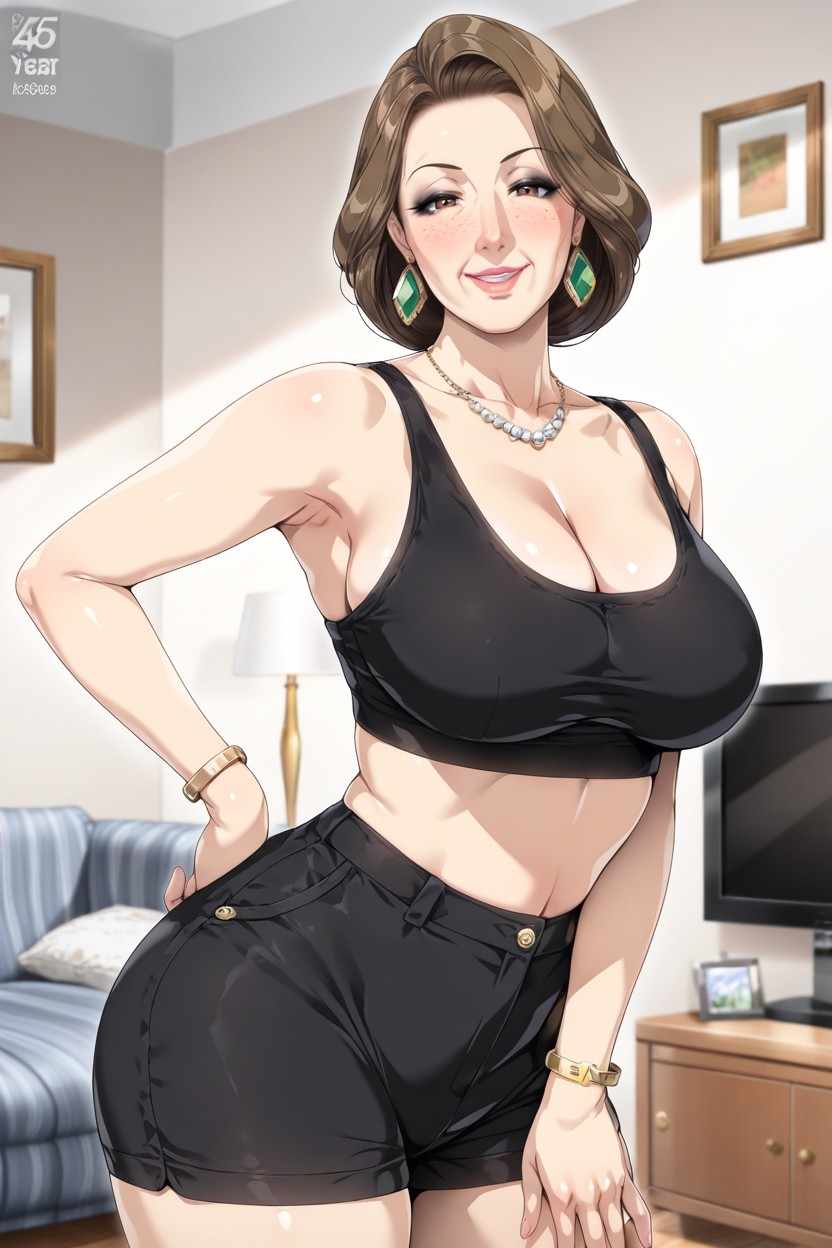 Prominent Hip Bones, Earrings, Thick Thighs Hentai AI Porn