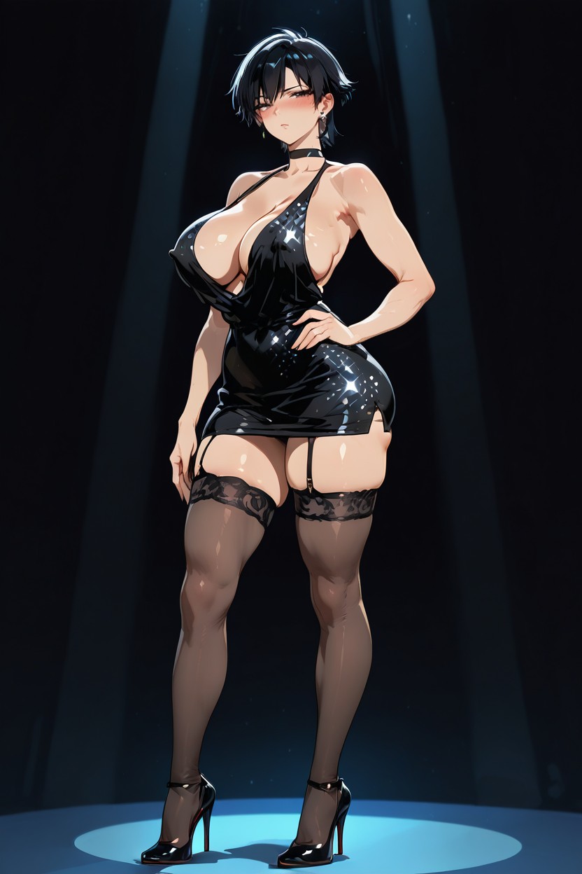 Dance Ballroom Without Windows, Tall, Blushing Hentai AI Porn