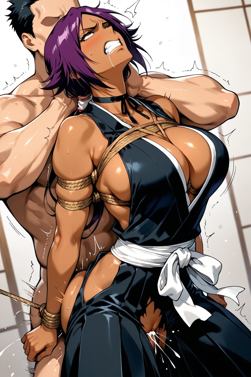 View From Front, Man Carrying Woman, Ropes Harness Hentai AI Porn