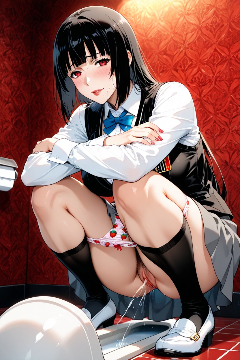 Loose Bow Tie, Pussy Crotch Detailed, While Squatting She Bent Forward Hentai AI Porn