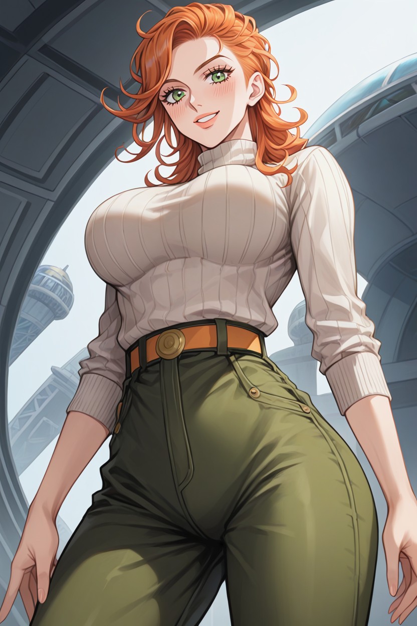 Green Eyes, Standing, Pixie Cut Hentai AI Porn