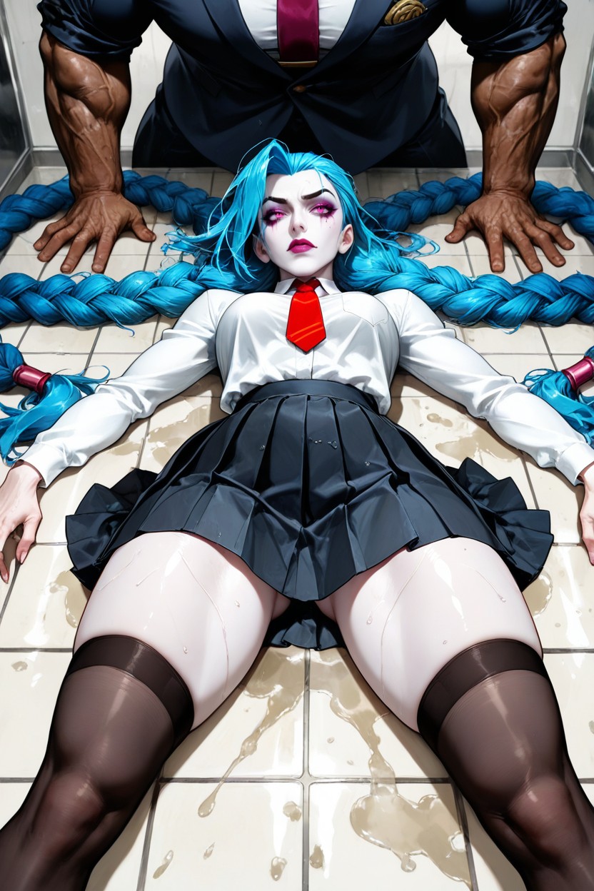 Extremely Large Braids, Magenta Eyes, Thighs Exposed Hentai AI Porn