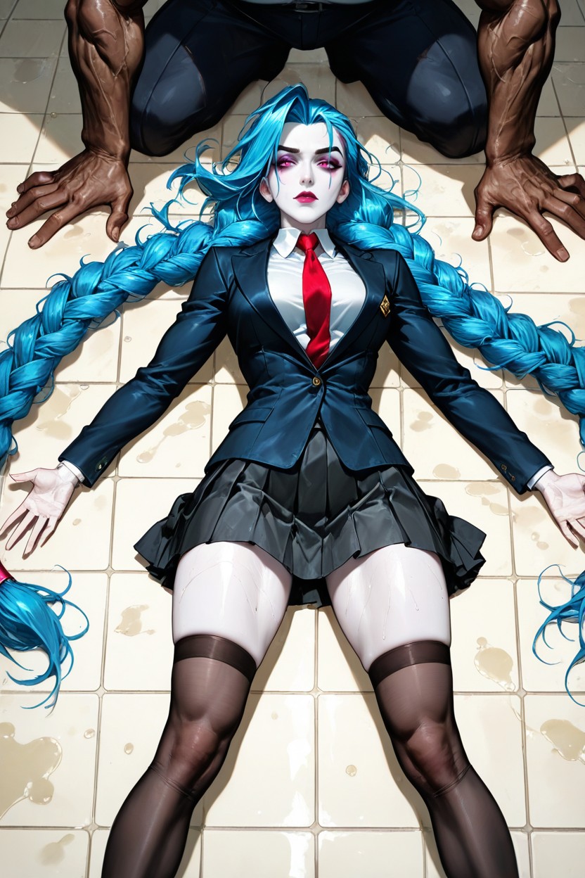 White Pale Skin, Magenta Eyes, Hyper Large Braids Hentai AI Porn