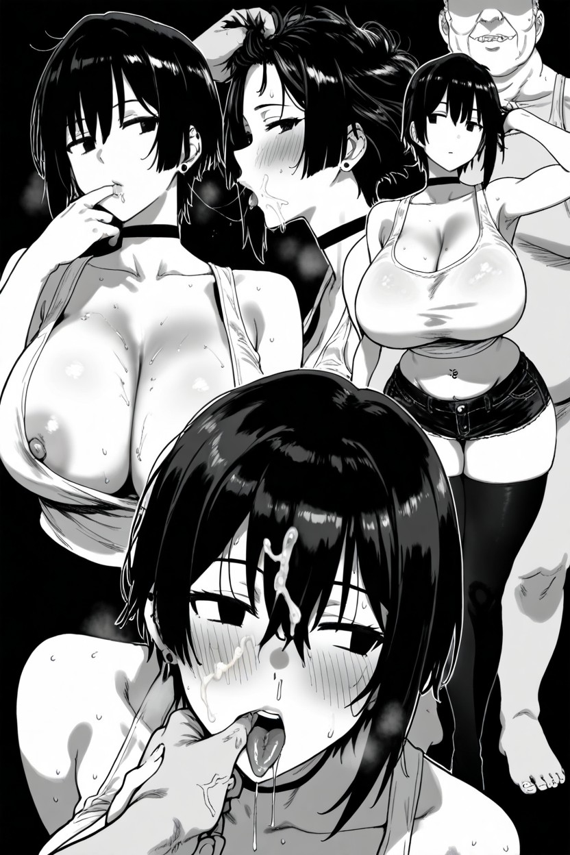 Black Thigh High Stockings, Black And White, Steamy Breathe Hentai AI Porn