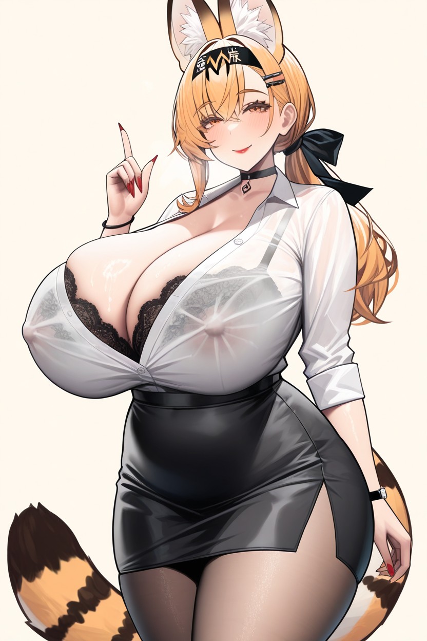 Bra Under Blouse, Solo, Long Hair Hentai AI Porn
