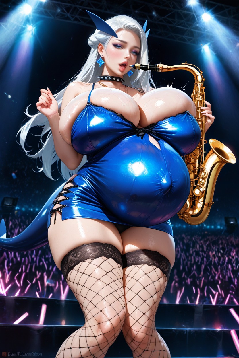 Gaunt Thighs, Playing The Saxophone, Knees Together Hentai AI Porn