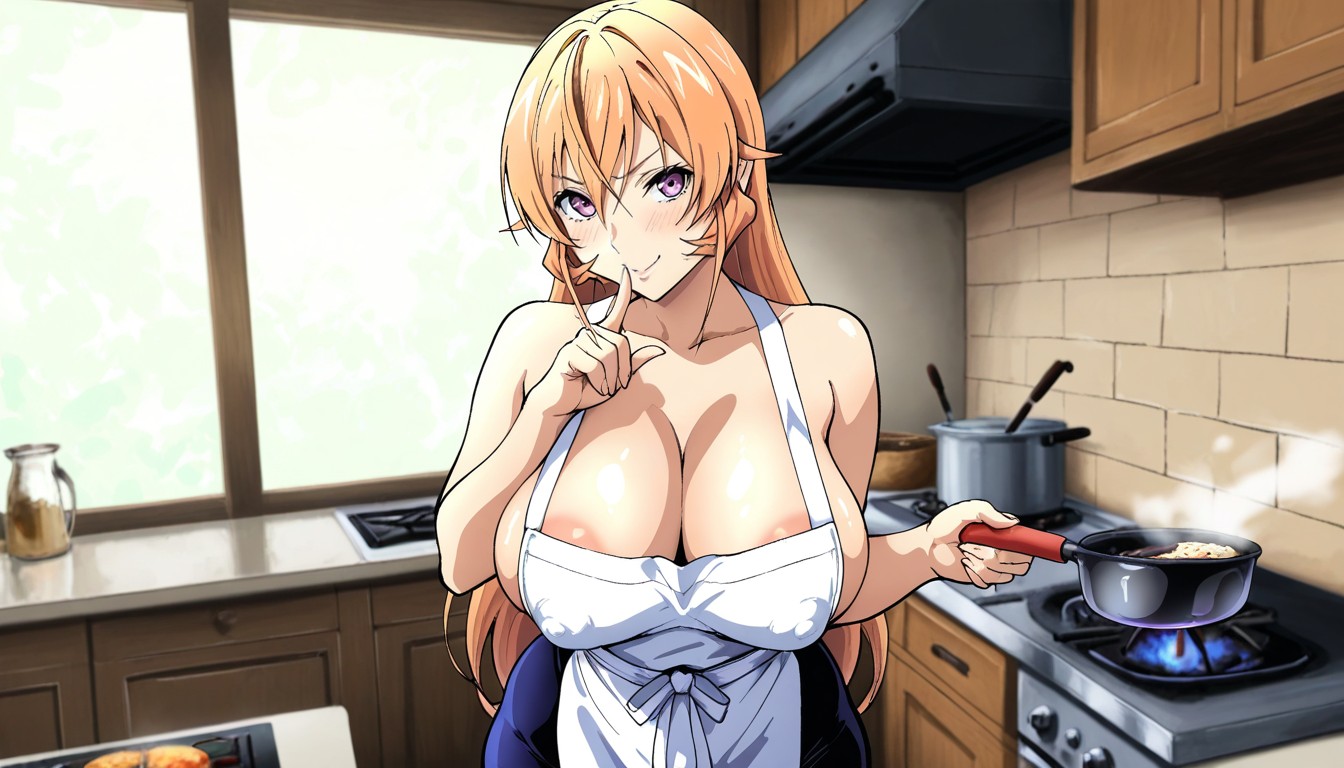 Fair Skin, Perfect Natural Medium Breasts, Leaning Back Pose Hentai AI Porn
